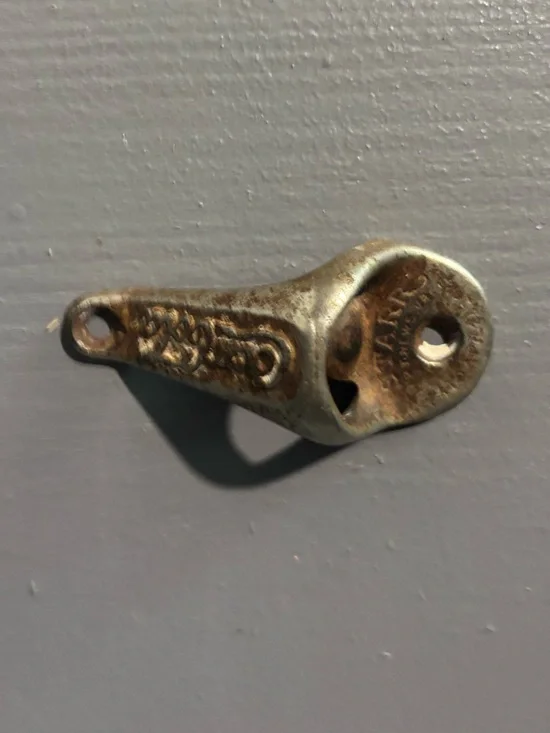 Vintage-Style Wall-Mount Bottle Opener in Aged Silver-Brown