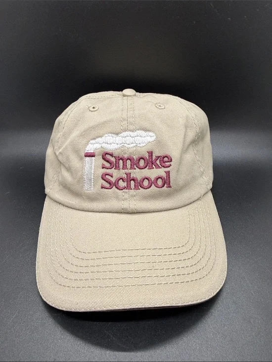 Port and Company 100% Cotton Baseball Hat Smoke School Velcro Back