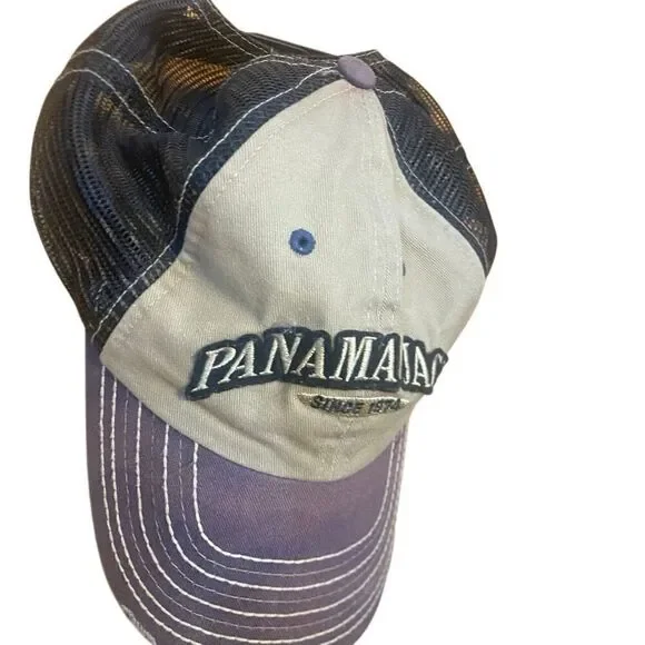 Panama Jack distressed hat, tan blue adjustable