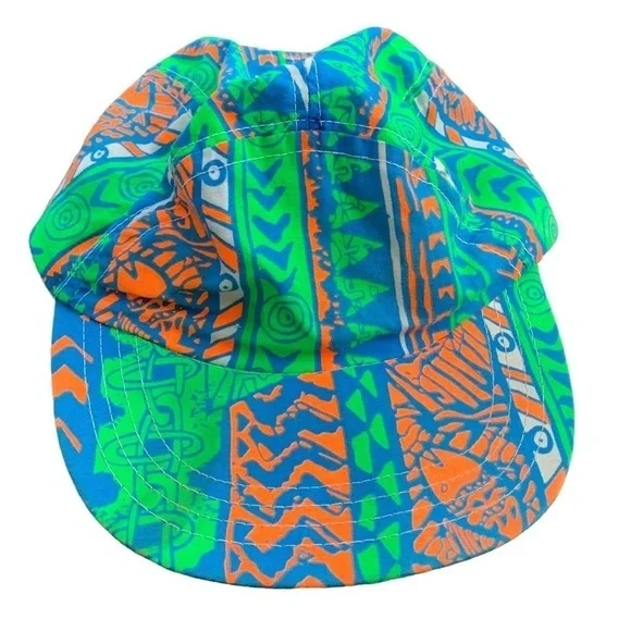 Vintage 90s Stitched Surf Skater Tropical Beach Baseball  Hat Made in USA Tag