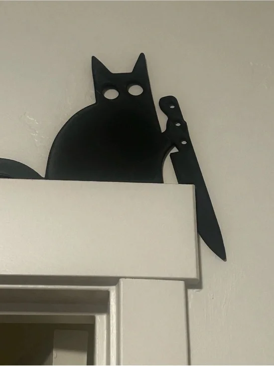Black Cat Wall Hook Accent - Matte Black Decorative Hook