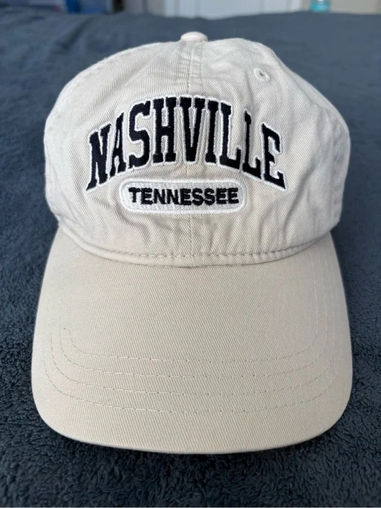 The Game Nashville Tennessee Embroidered Adjustable Baseball Cap Hat Beige