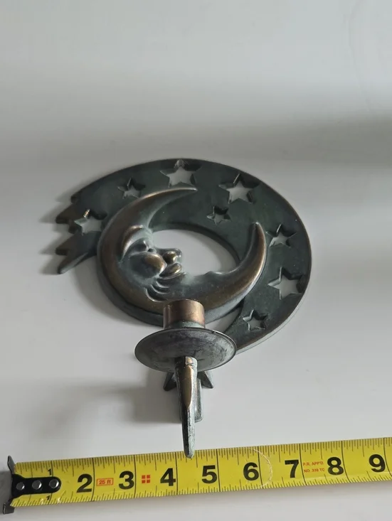 PartyLite Bronze Crescent Moon Wall Hook with Star Cutouts