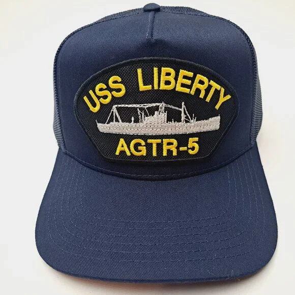 USS Liberty AGTR-5 Patch Mesh Hat Baseball Cap Adjustable Snapback Blue