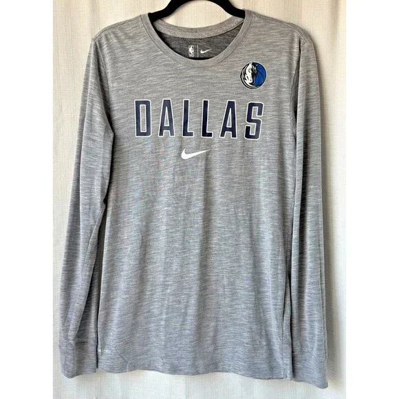 Nike Dallas Mavericks Dri-FIT Long Sleeve Shirt Gray Men's Small NBA Athletic