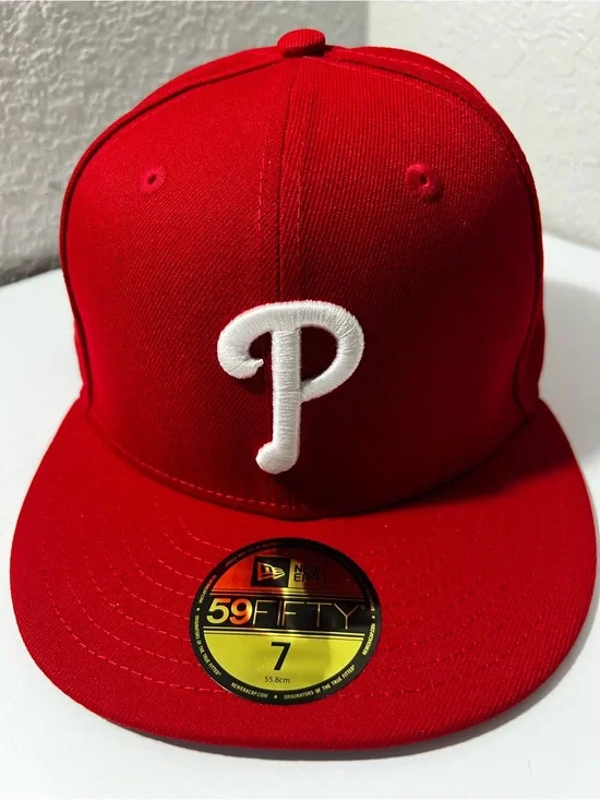 New Era 59FIFTY Philadelphia Phillies Red Fitted Hat Size 7 World Series 1980