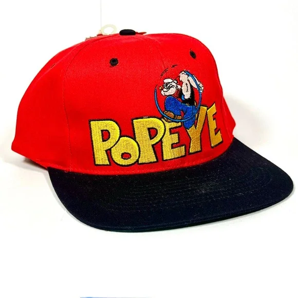 1994 Popeye the Sailor Man Snapback Hat Red Black Head Start Sportswear Vintage