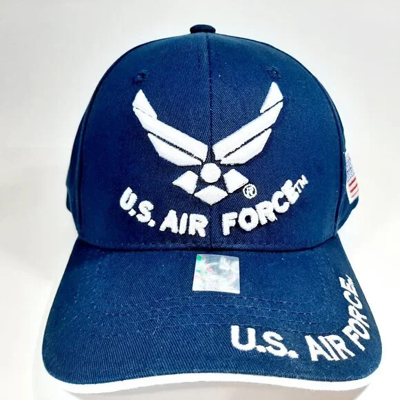 U.S. Air Force Wings Hat Navy Blue US Flag Puff Em