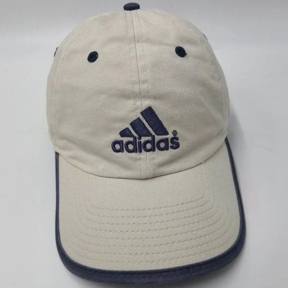 Vintage Adidas Hat Adjustable Beige Blue Logo Casual Wear Cotton‎ Sports Dad Men