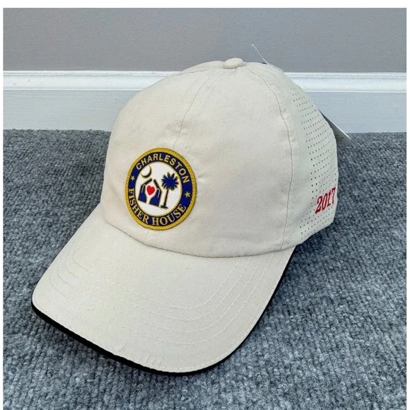 Charleston Fisher House 2017‎ Hat Fahrenheit CoolMax Beige Circle Patch Cap NWT