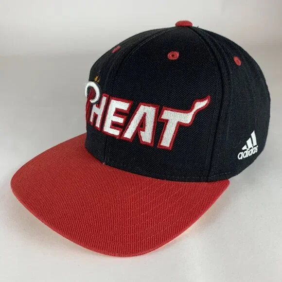 Miami Heat NBA Black Red Adidas Snapback Hat READ
