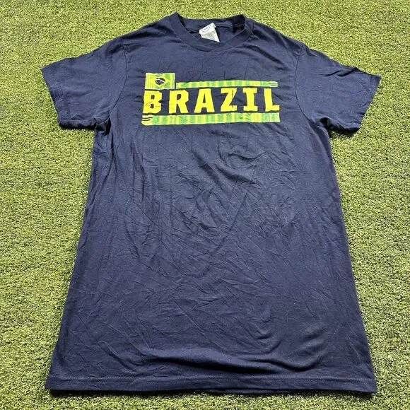 Men's Fanatics Black Brazil Flag Navy Tee Size S NWOT