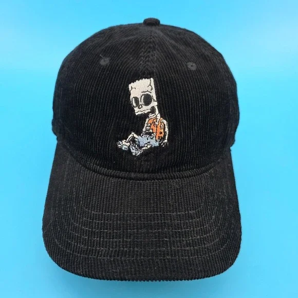 The Simpsons Bart‎ Simpson Skeleton Corduroy Dad Hat Black Mad Engine Strapback