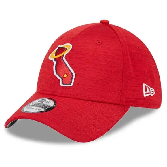 Men's Los Angeles Angels New Era Red Clubhouse 39THIRTY Flex Hat / Cap