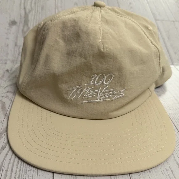 100 Thieves Baseball Hat Cap Foundations Nylon‎ Snapback Unstructured Dad Beige