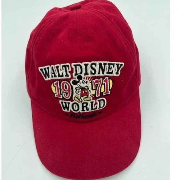 Disney Parks Walt Disney World 1971 Hat Mickey Mouse Red Baseball Cap Strapback