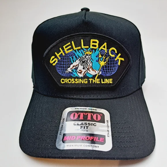 U.S. Navy Shellback Embroidered Patch Ball Cap Hat Black