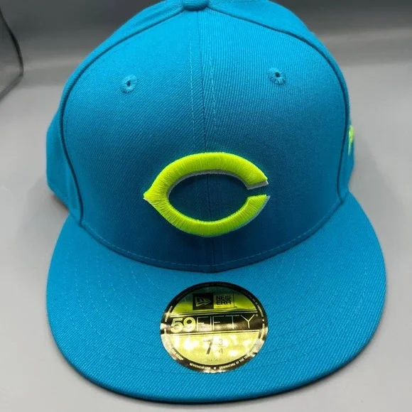 Cincinnati Reds‎ Hat Men 7 3/4 Blue Black 59Fifty New Era Fitted Cap New