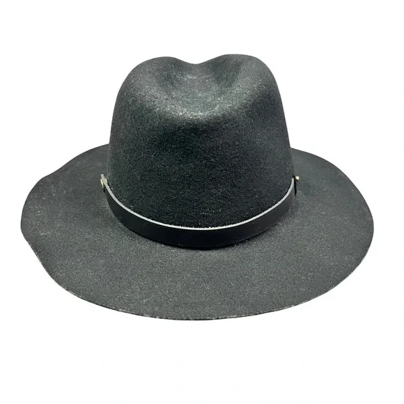 Bailey of Hollywood Poet Vagabond Black Wool Fedora Wide Brim Travel Hat Medium