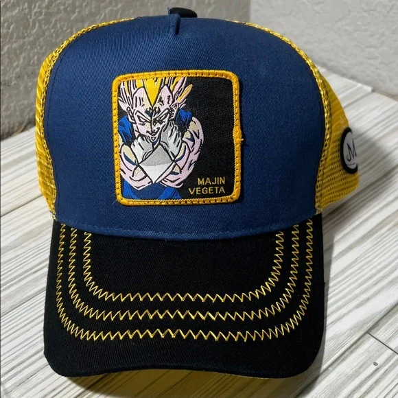 Majin‎ Vegeta Dragon Ball Z Trucker Cap hat SnapBack navy yellow one size