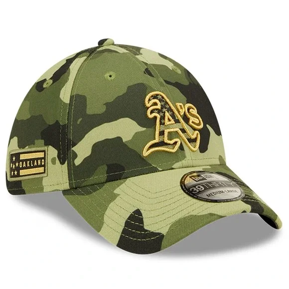 New Era 39THIRTY Oakland Athletics MLB Armed Forces Day Camo Hat S/M 60233713‎
