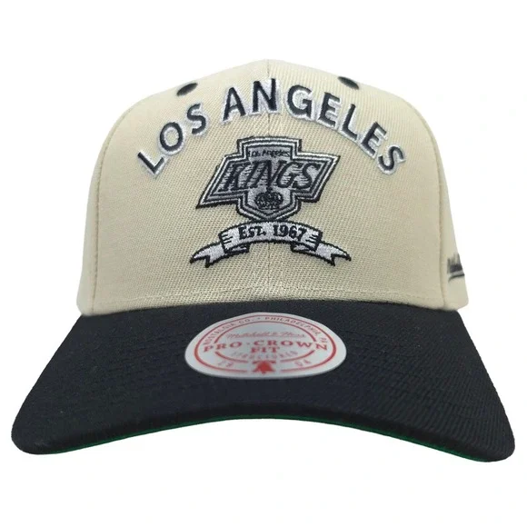 LA Kings Mitchell & Ness NHL Pro Fit Snapback Hat Cap 2X Champions Cream NWT