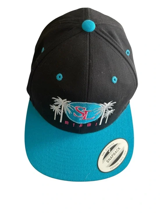 SL Miami black teal snapback cap