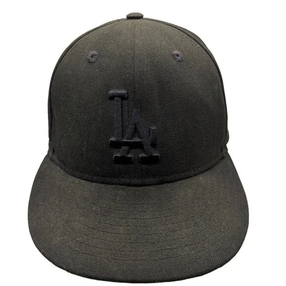 Los Angeles Dodgers Hat New Era 59FIFTY Size 7 1/4 Blackout Fitted MLB Cap