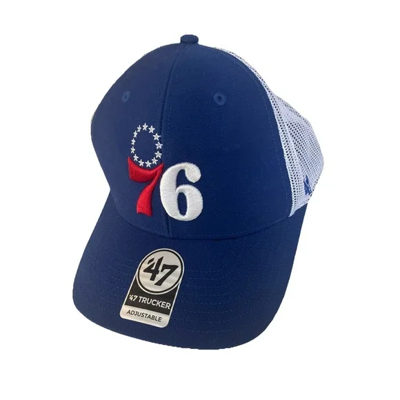 Philadelphia 76ers 47 Brand Trucker Hat Snapback Mesh OSFA Blue Cap New