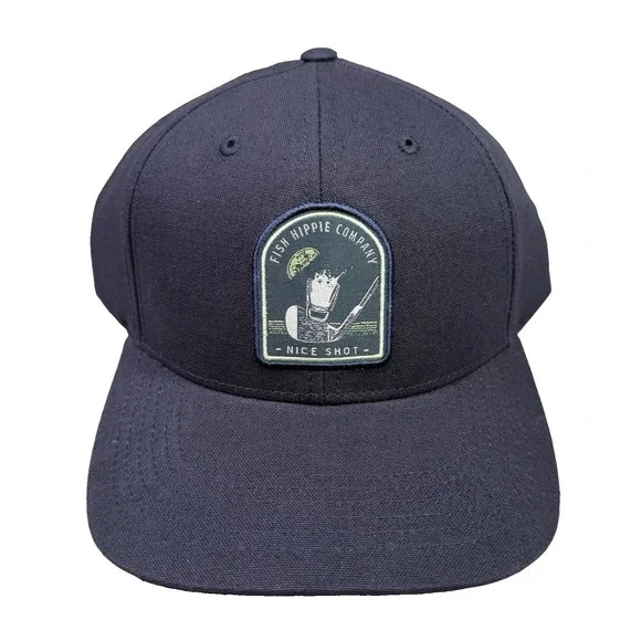 Fish Hippie Hat Cap Snapback Navy Structured Nice Shot Golf Patch Cocktail New