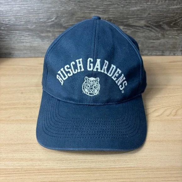 Vintage Busch Gardens Hat Cap Strap Back Blue Tiger Logo‎ One Size Adjustable