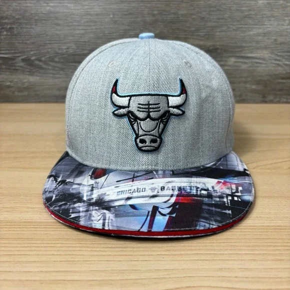 Chicago Bulls Hat Cap Snapback Gray NBA Basketball‎ City Art Promo