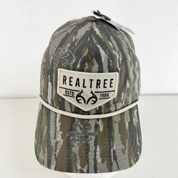 Realtree Hat Cap Snap Back One Size Mens Brown Camo RT Original Rope Patch