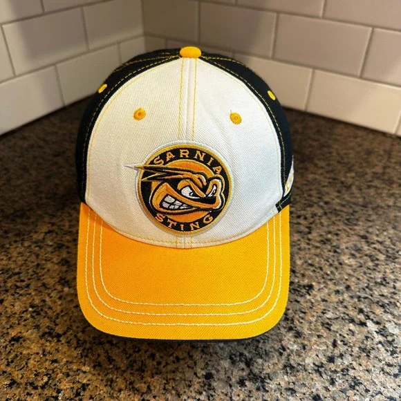 Sarnia Sting CCM‎ Pro Ice Hat Strapback Cap OHL Hockey Yellow Black White