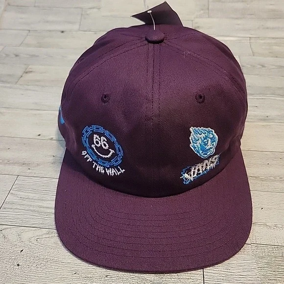 Vans Hat Whammy Low Unstructured Purple Blackberry‎ Wine Hat Allover Design NEW