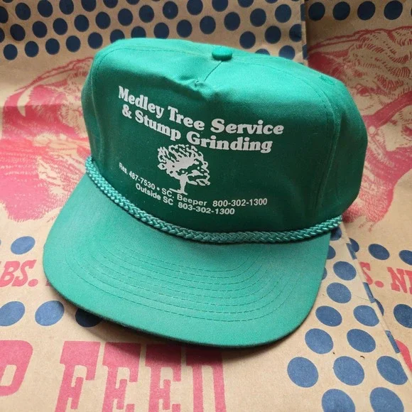 Medley SC Stump Grinding Hat Tree Service USA Trucker Roper‎ Snapback OSFA Green