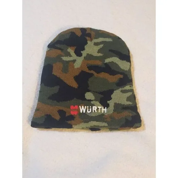 Wurth Mens Acrylic Beanie Cap Hat Tight Knit Camouflage One‎ Size Stretch