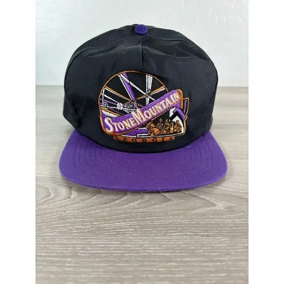 Vintage Stone Mountain Georgia Snapback Hat‎ Purple Ferris Wheel Embroidered USA