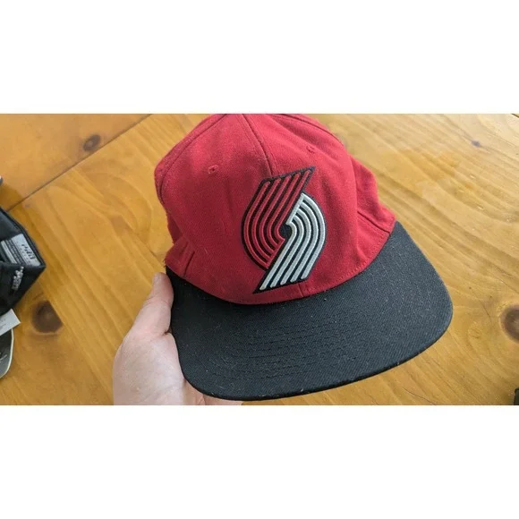 Mitchell Ness Portland Trail Blazers‎ Red Black Snapback Hat NBA Basketball Cap