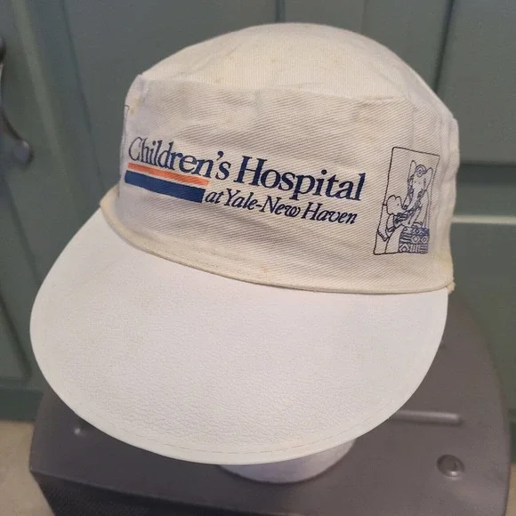 VTG 80s? Yale Children's Hospital Painters Cap Barbar Elephant Logo Hat USA READ