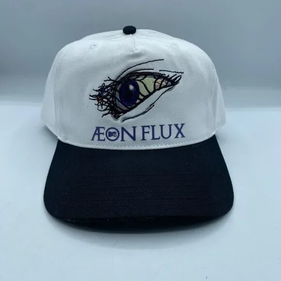 Aeon Flux Hat MTV White White Adjustable Cap Snapback Logo Show TV NWOT