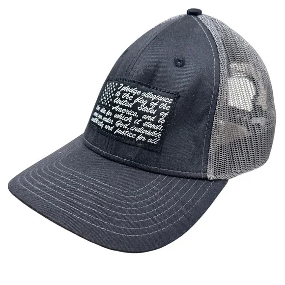 Fierce Headwear 901 Trucker Hat Pledge of Allegiance Flag Black Grey OSFM Mens
