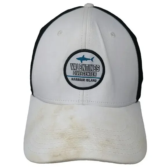 Legacy Baseball Cap White M Valentines Dive Center Bahamas Shark Mesh Back Hat