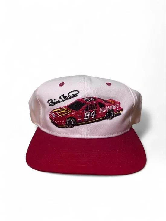 Vintage 90s nascar McDonald’s Bill Elliott embroidered snapback hat white red