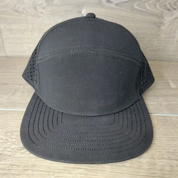 Melin Trenches Icon Hydro Snapback Hat Cap Black Performance Baseball Golf Hat