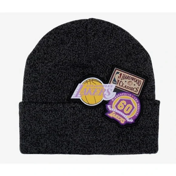 Mitchell & Ness Los Angeles‎ Lakers NBA 60th Anniversary Cuffed Beanie Hat Gray