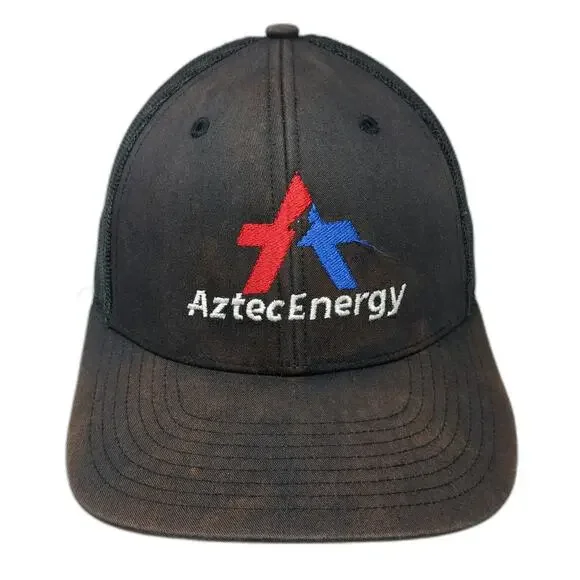 Richardson Trucker Hat Black Size Small AztecEnergy Mesh Snapback Logo Work
