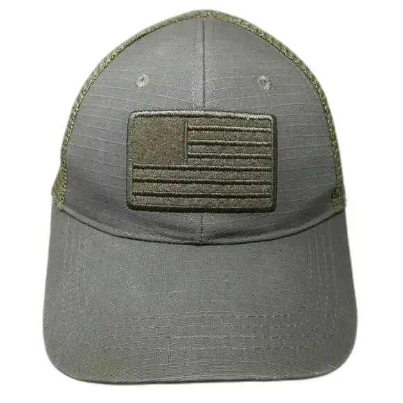 Highland Tactical Trucker Hat Green One Size Mesh Back Embroidered US Flag
