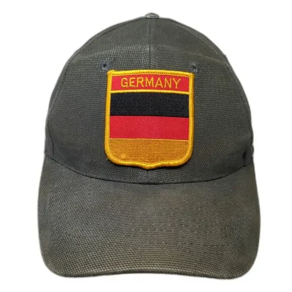 T-D-Pierso Germany Flag Patch Baseball Cap Gray One Size Slideback Country Hat