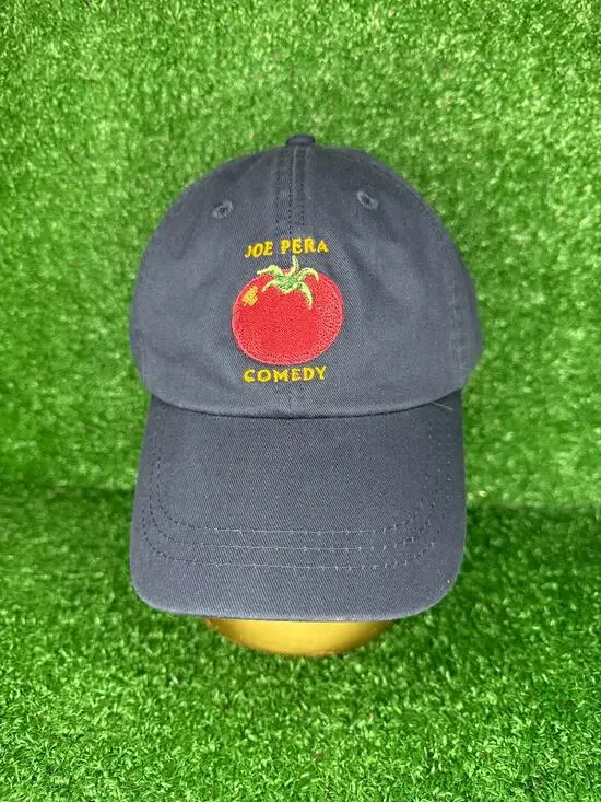 Joe Pera Comedy Hat Cap Strap Back Navy Embroidered Tomato Tour Leather Mens